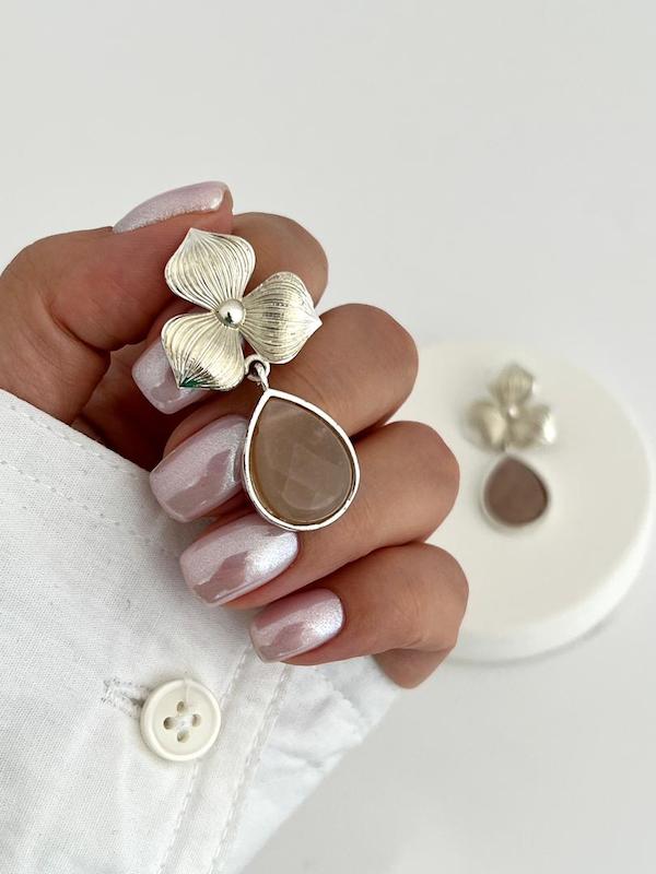 گوشواره گل نقره ای 