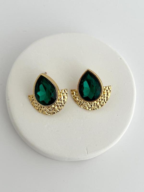 گوشواره نگین اشکی سبز 