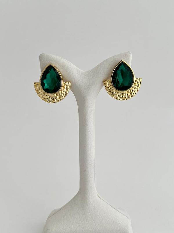 گوشواره نگین اشکی سبز 