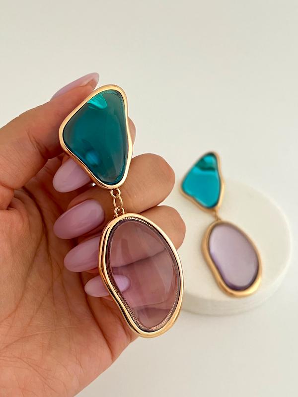 گوشواره رنگی شیشه ای 