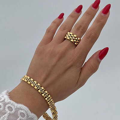 دستبند رولکس طلایی و دو رنگ
