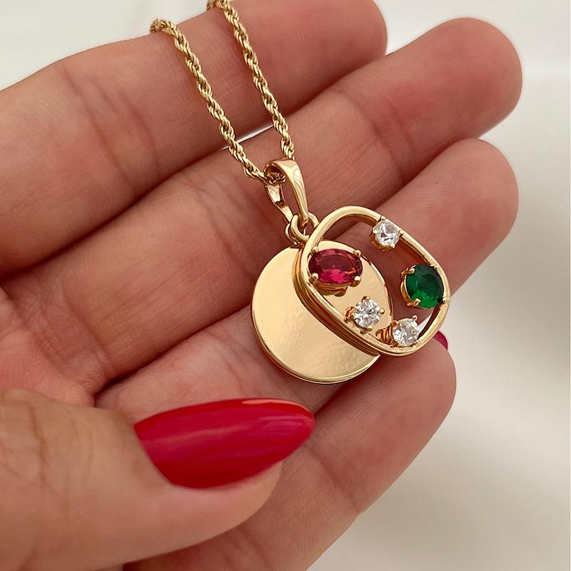 گردنبند سنگ رنگی و پولک ژوپینگ