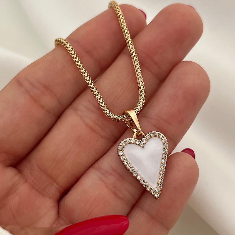 گردنبند قلب سفید ژوپینگ