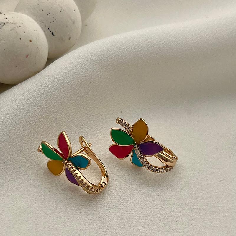 گوشواره گل میناکاری ژوپینگ کد 932