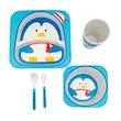 ست ظرف غذای کودک 5 پارچه فیبر بامبو طرح پنگوئن