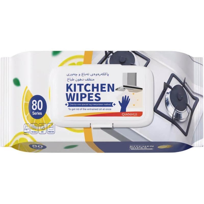 دستمال مرطوب Kitchen Wipes | چربی‌زدا قوی آشپزخانه | پرفروش‌ترین پاک‌کننده سطوح 40 عدد