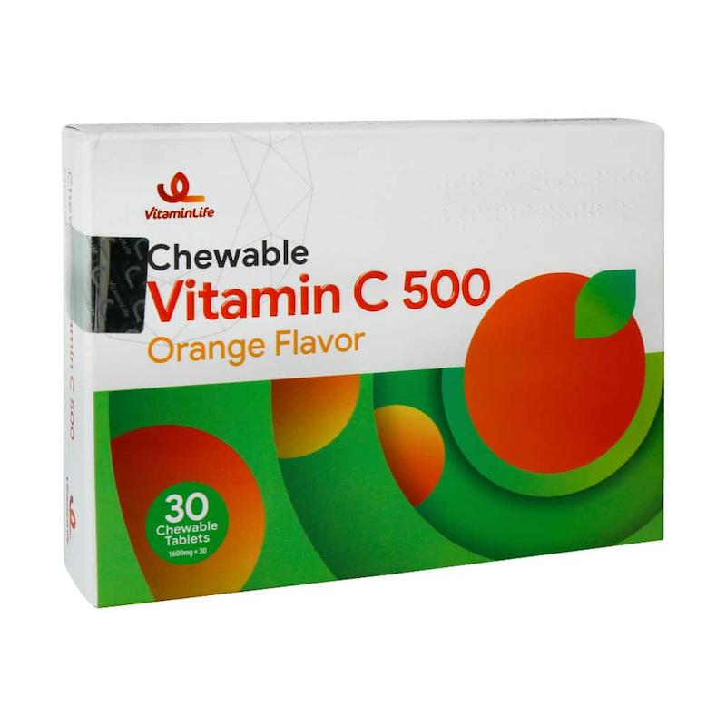  جویدنی ویتامین C 500 میلی گرم ویتامین لایف 30 عدد 