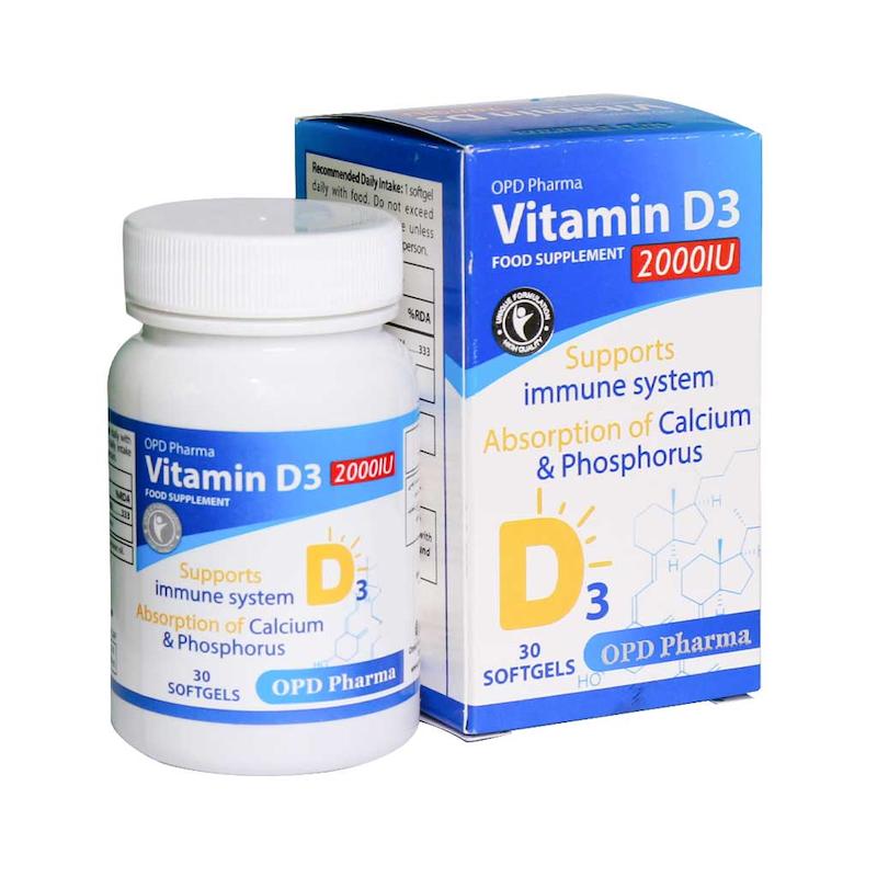  سافت ژل ویتامین D3 2000 واحد او پی دی فارما 