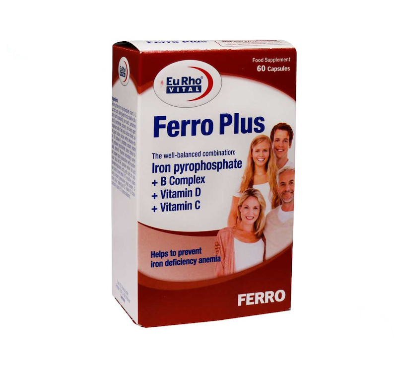 کپسول فرو پلاس یوروویتال مدل Ferro Plus بسته 60 عددی
