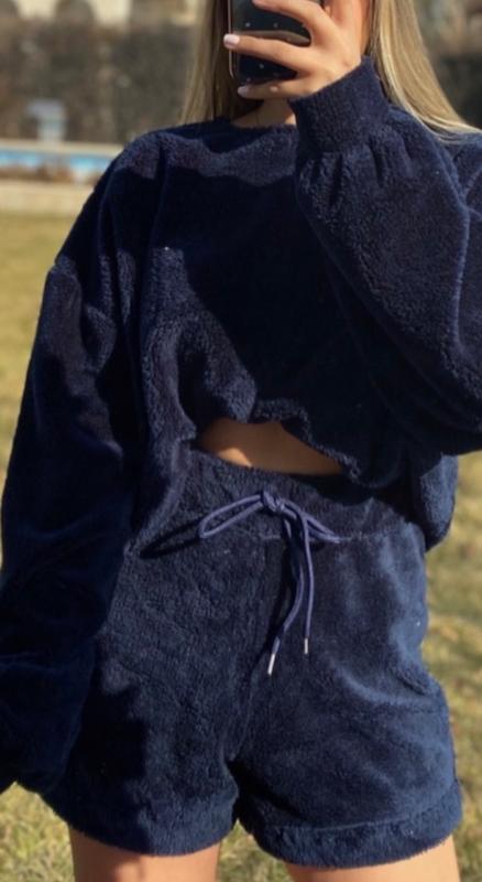 بلوز و شلوارک تدی سرمه ای