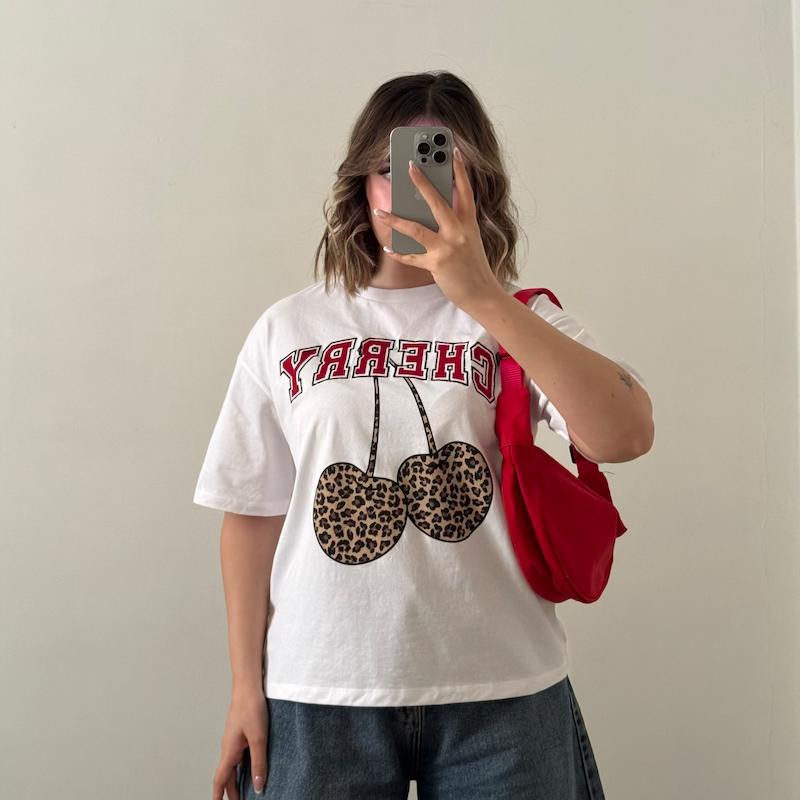 تیشرت وارداتی چری / cherry پلنگی 🍒🐆