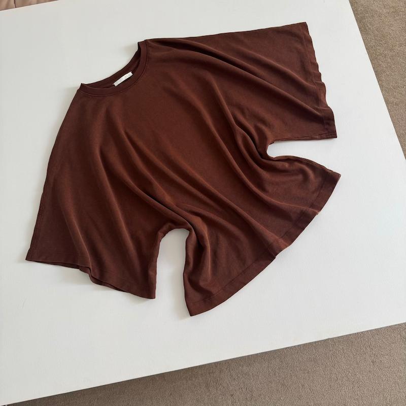 تیشرت باکسی سنگشور ZARA قهوه‌ای