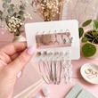 پک گوشواره ترند نقره ای مروارید پیچی