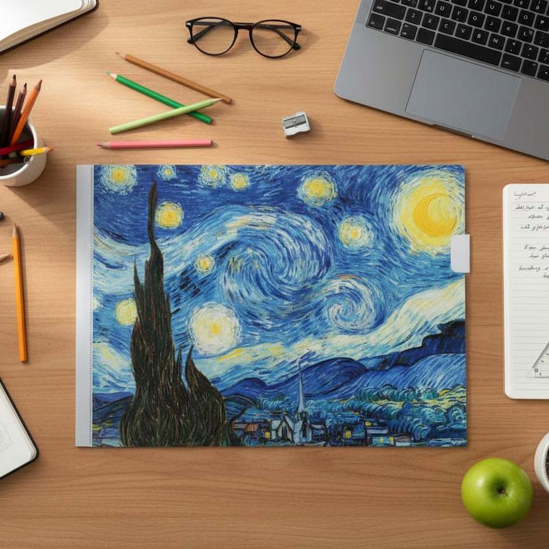 پوشه کاغذ گل شب پرستاره ونگوگ