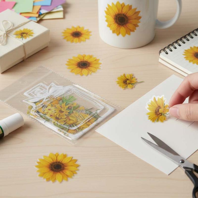 پک استیکر گل دار شفاف