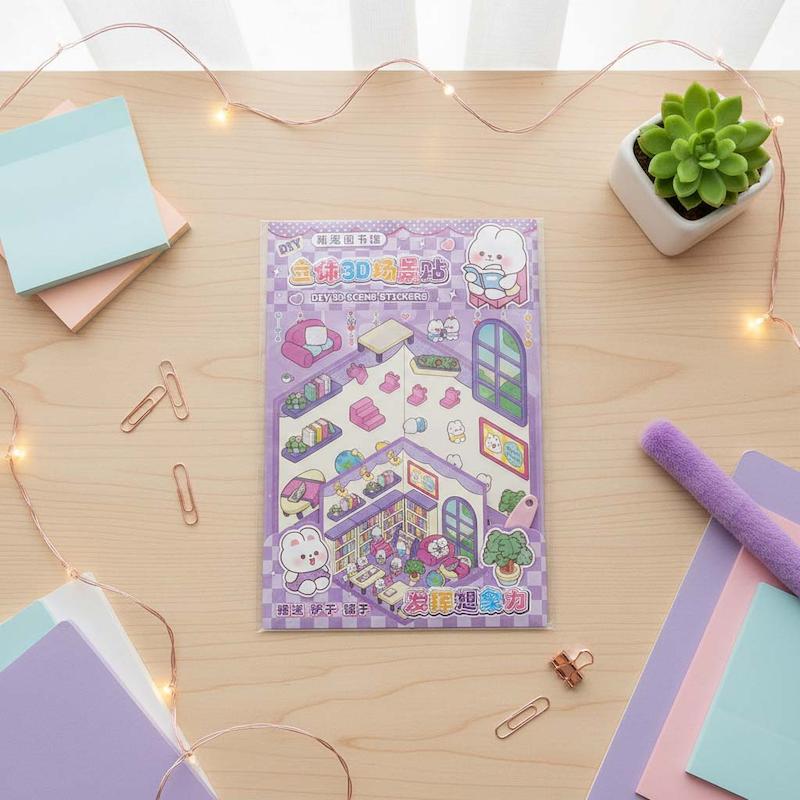 استیکر سه بعدی بزرگ طرح کتابخانه