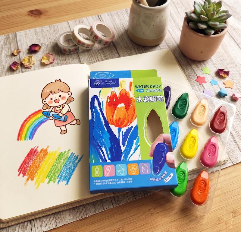 مداد شمعی جادویی ضد آب Crayon طرح گل شبنم ۱۲ رنگ