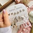 پک گوشواره ترند نقره ای حلقه مرواریدی