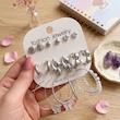 پک گوشواره ترند نقره ای حلقه ای مروارید و پروانه