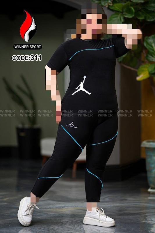 ست دو تیکه تیشرت شلوار جردن زنانه سایز بزرگ