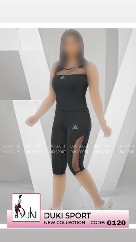 ست تاپ شلوارک توردار آدیداس ورزشی زنانه رنگ مشکی