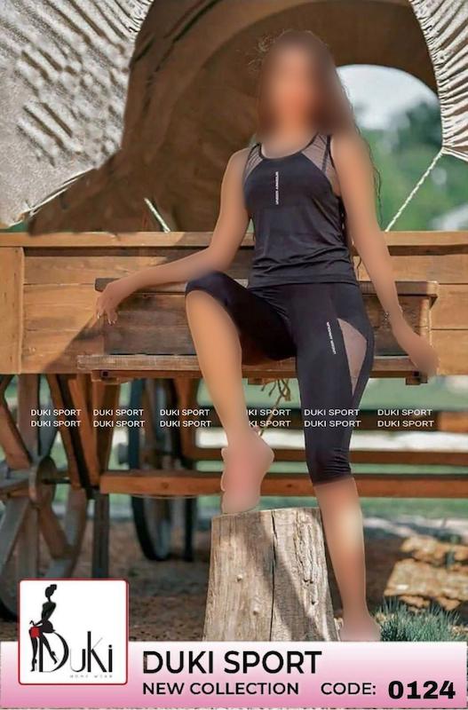 ست تاپ شلوارک توردار ورزشی زنانه رنگ مشکی