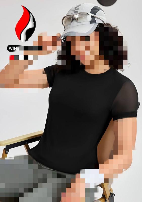 تیشرت توردار زنانه مشکی فری سایز