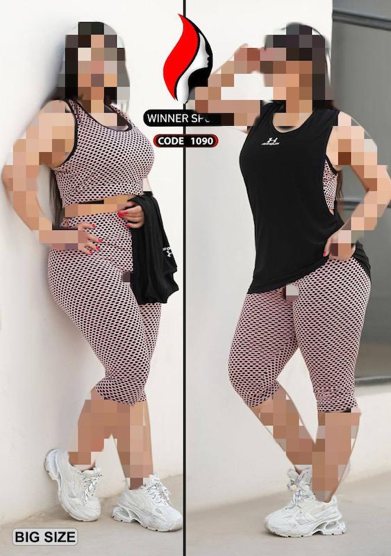 ست سه تیکه ورزشی نیم تنه شلوار بزمودا و کاور سایز بزرگ زنانه