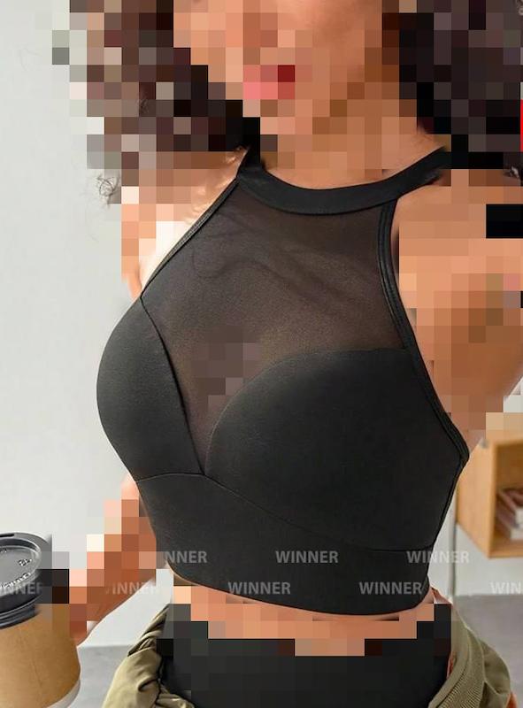 نیم تنه کاپدار توری ورزشی زنانه فری سایز رنگ مشکی