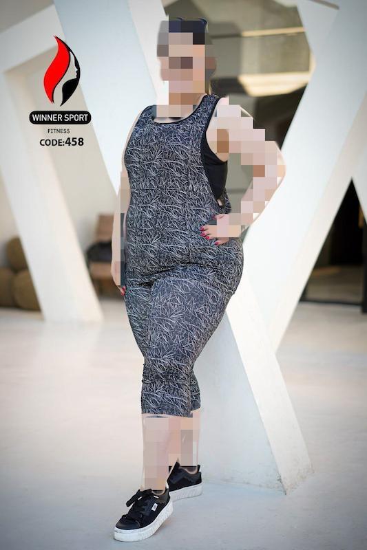 ست سه تیکه نیم تنه شلوار برمودا و کاور سایز بزرگ زنانه ورزشی طرحدار