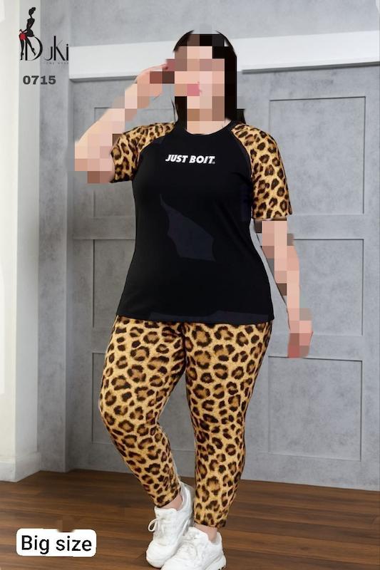 ست تیشرت شلوار پلنگی سایز بزرگ زنانه