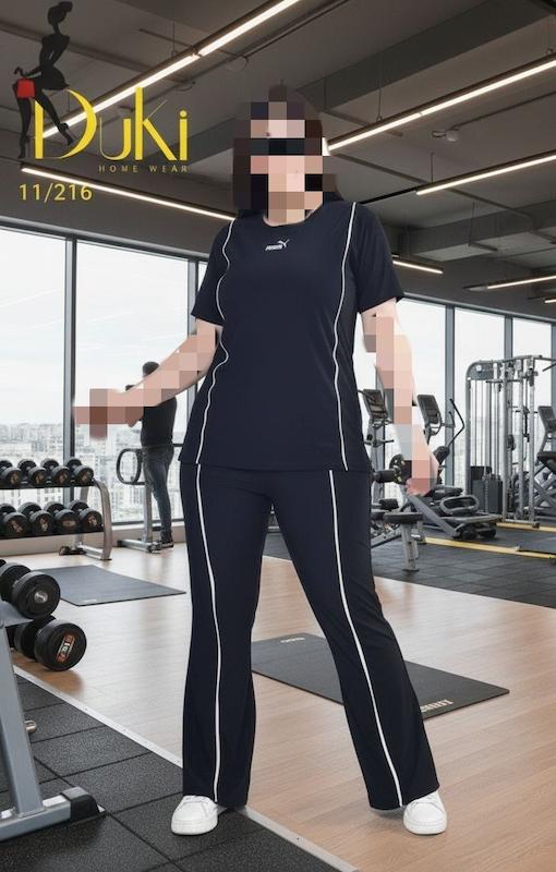 ست شوار دمپا و تیشرت مغزی خور پوما سایز بزرگ زنانه رنگ مشکی