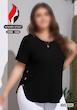 تیشرت تک سه دکمه نما سایز بزرگ زنانه در چهار رنگ