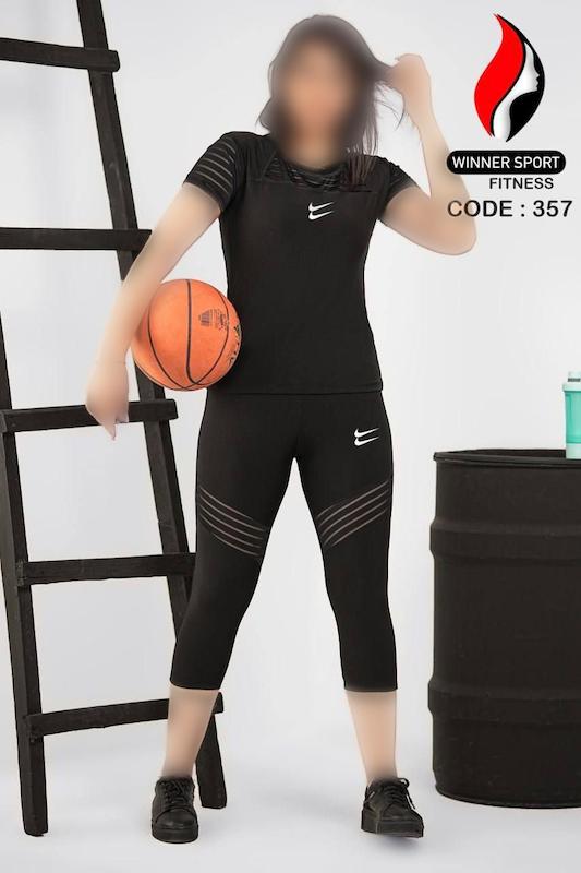 ست تیشرت و لگ برمودا مشکی دو نایک زنانه فری سایز