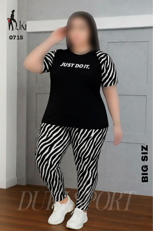 ست تیشرت شلوار طرحدار سایز بزرگ زنانه