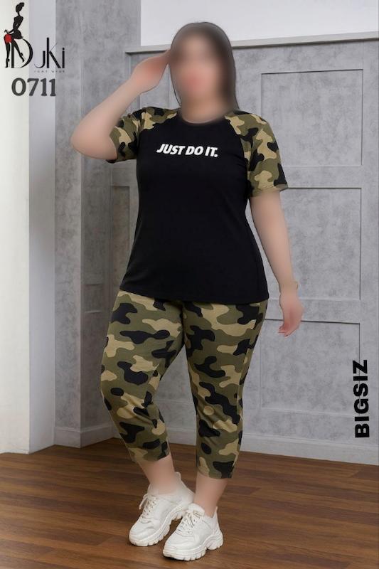 ست تیشرت شلوار ارتشی زنانه سایز بزرگ