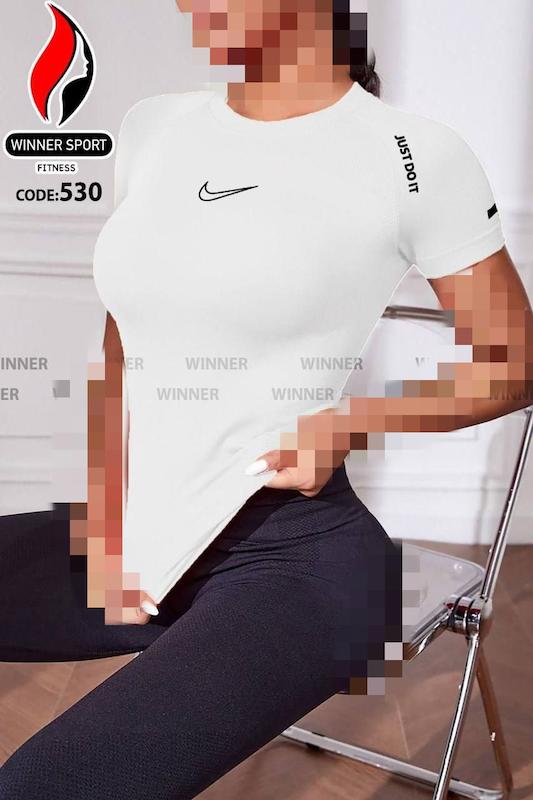تیشرت ورزشی زنانه سفید نایک فری سایز کد 530