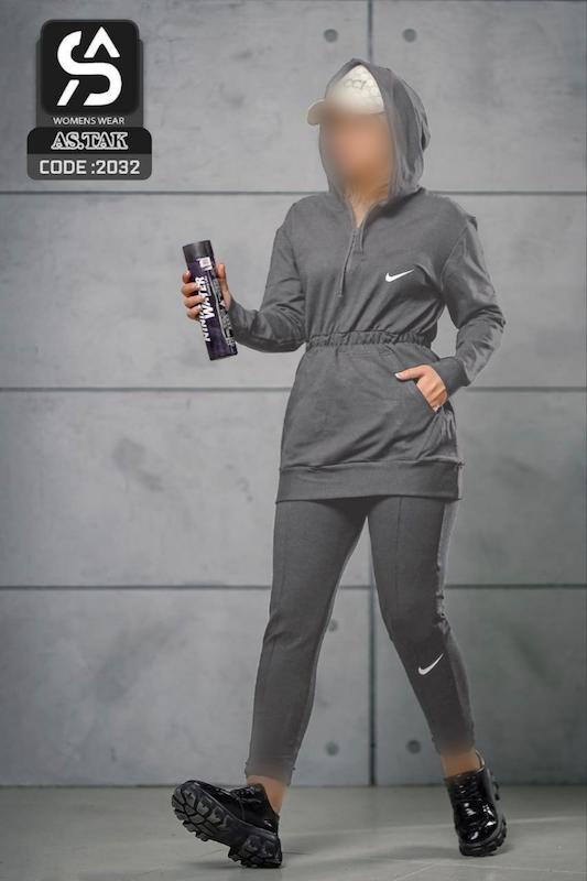ست هودی و شلوار نایک ورزشی زنانه فری سایز کد 2032