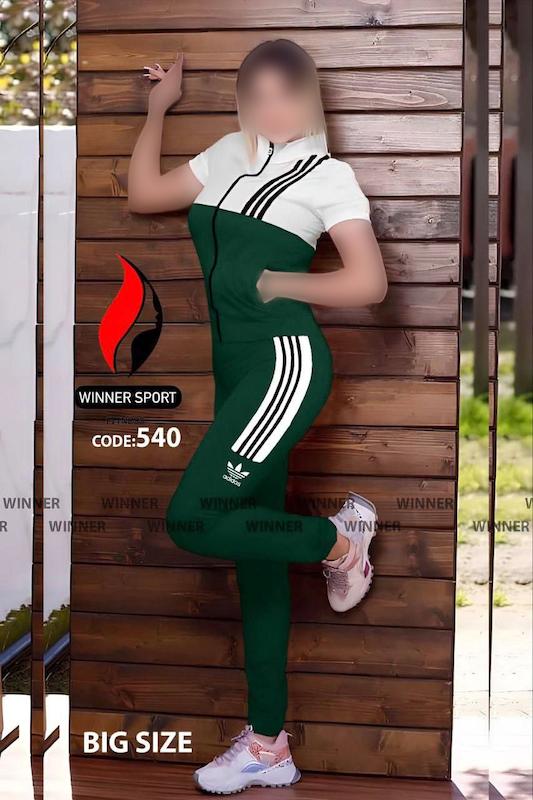 ست تیشرت تمام زیپ و لگ زنانه بیگ سایز آدیداس کد540