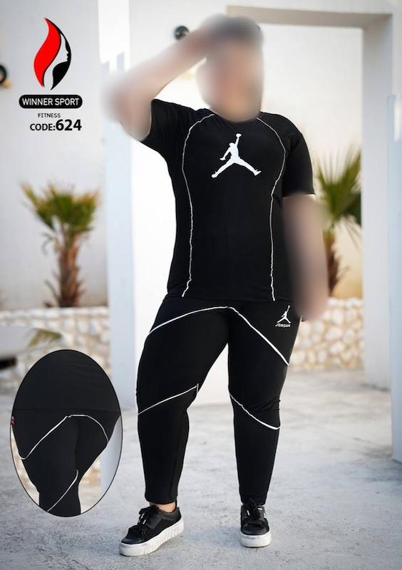 ست تیشرت و شلوار جردن سایز بزرگ زنانه ورزشی کد 624