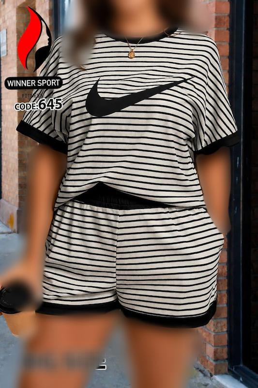 ست تیشرت و شورتک زنانه ورزشی سایز بزرگ کد 645