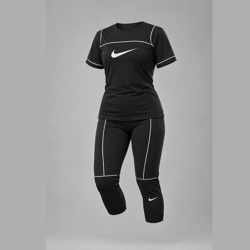 ست تیشرت شلوار Nike سایز بزرگ زنانه مغزی کار شده کد 574