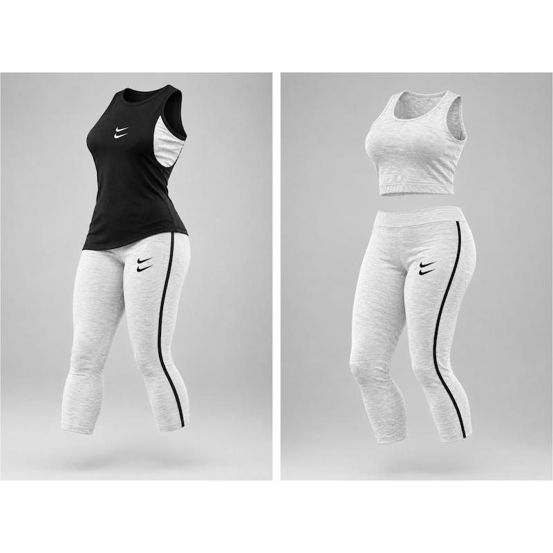 ست سه تیکه کاور لگ برمودا و نیمتنه ورزشی nike سایز بزرگ زنانه کد 160