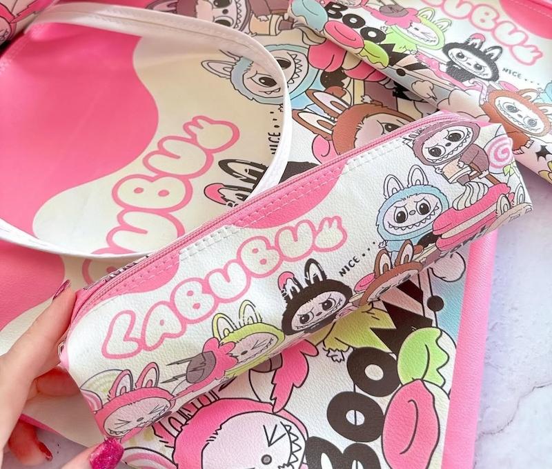 جامدادی چرم تک زیپ طرح جذاب لبوبو 