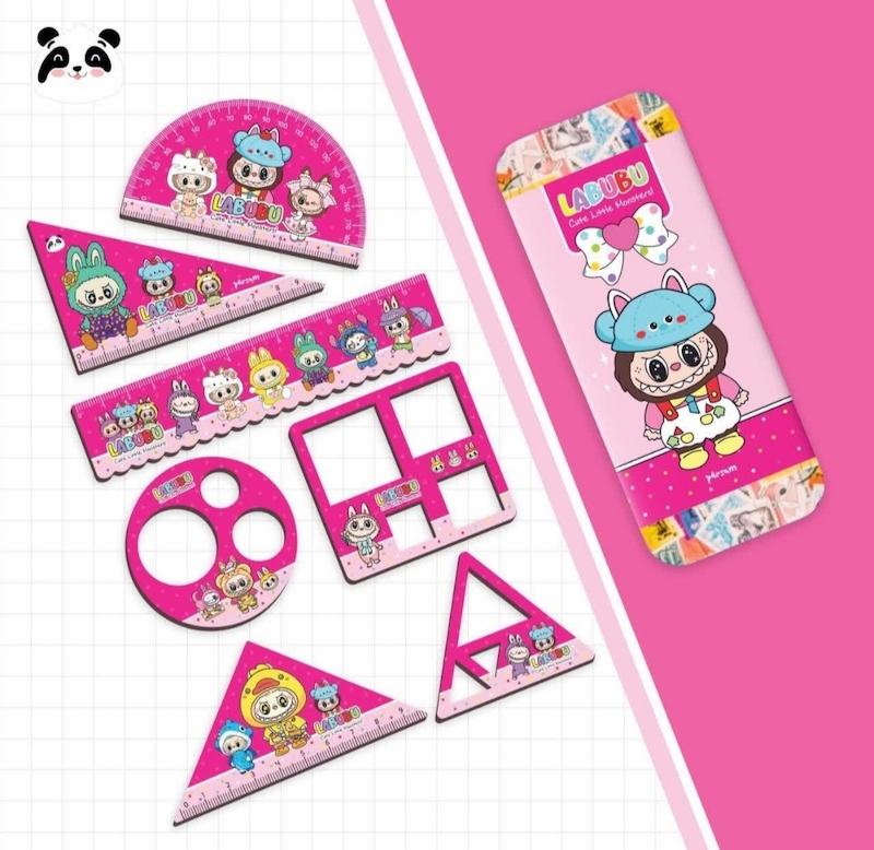 ست خط کش قوطی فلزی هشت تکه طرح لبوبو