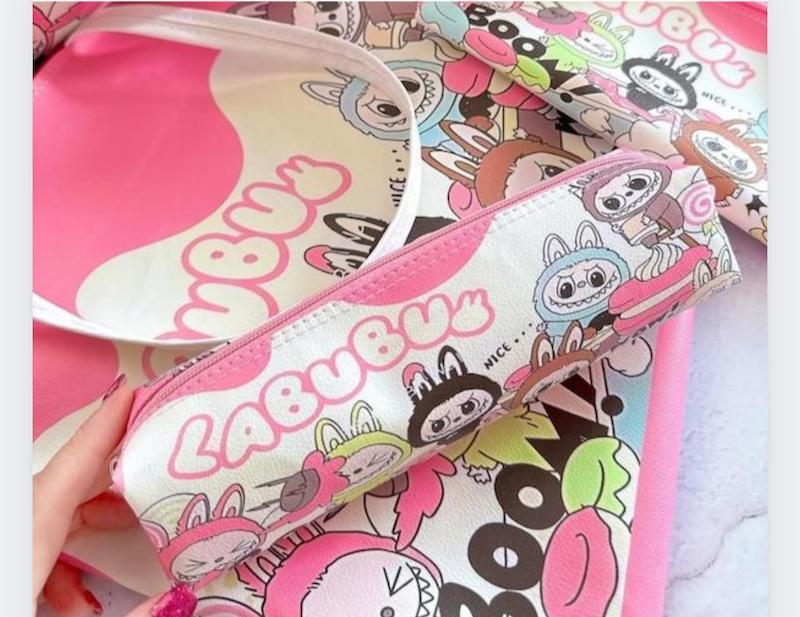 جامدادی چرمی تک زیپ طرح لبوبو 