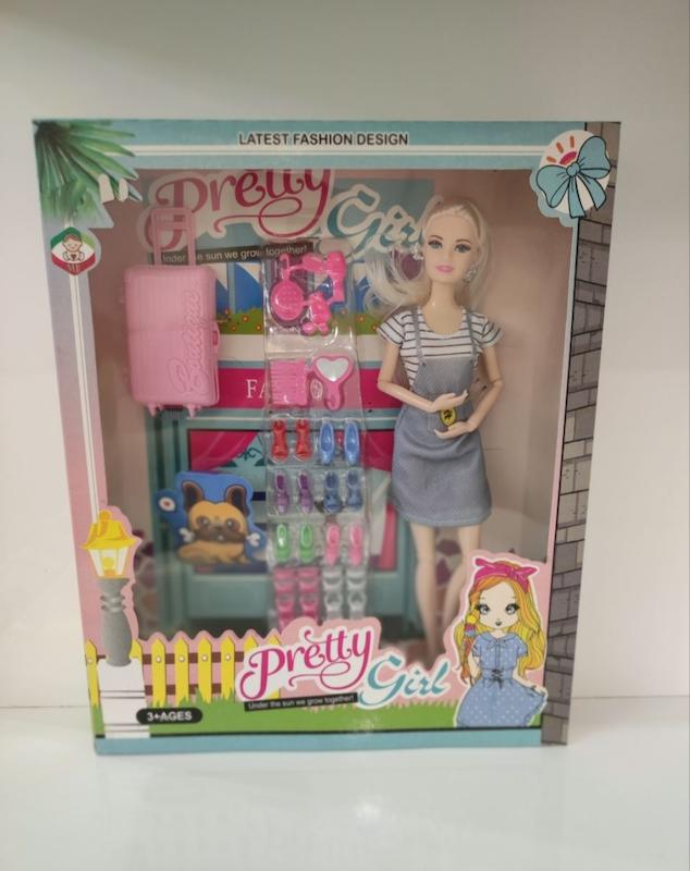 باربی مفصلی بلوند با ست کفش و چمدان 