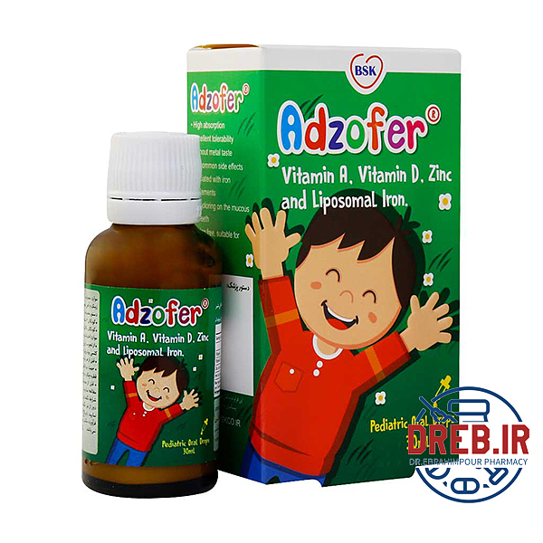 قطره خوراکی آدزوفر بنیان سلامت کسری ۳۰ میلی لیتر - BSK Adzofer Pediatric Oral Drops ۳۰ ml