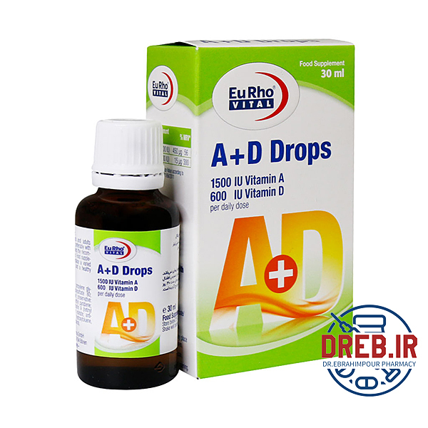  قطره خوراکی آ+د یوروویتال ۳۰ میلی لیتر _ Eurho Vital A D Drops ۳۰ ml