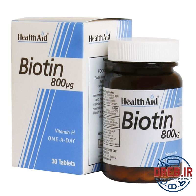 قرص بیوتین ۸۰۰ میکروگرم هلث اید ۳۰ عدد _ Health Aid Biotin ۸۰۰ mcg ۳۰ Tabs